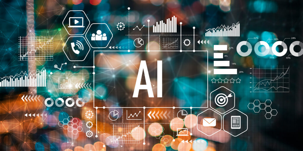 Various vector images representing AI and data management