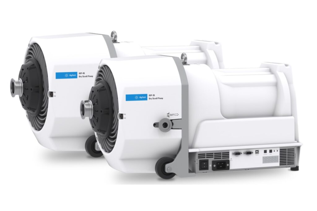 IDP-35 and IDP-45 dry scroll pumps on a white background