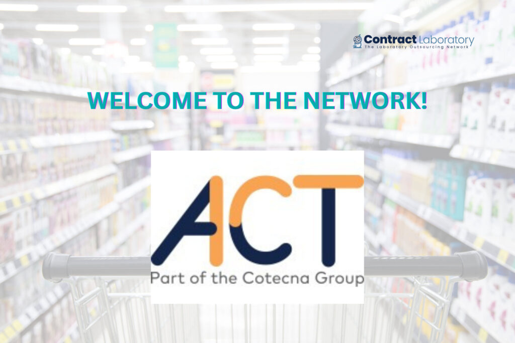 ACT Lab logo on a background of a supermarket aisle and a cart.