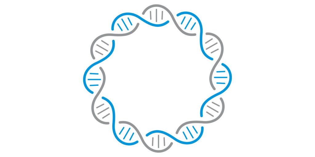 DNA image in a circle representing WGS