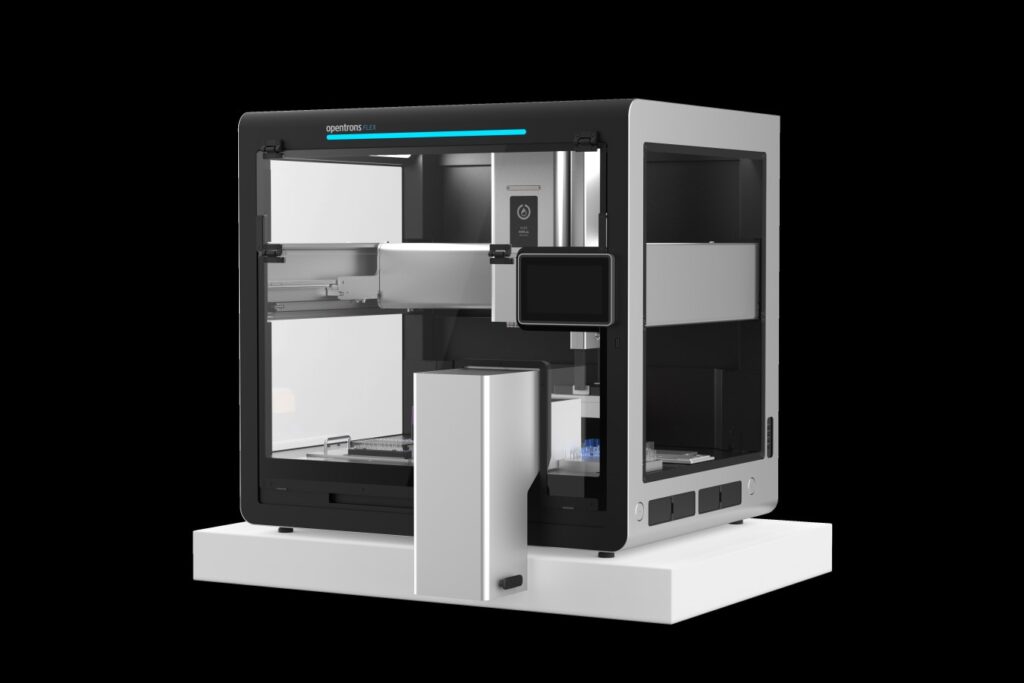 Flex proteomics workstation on a black background