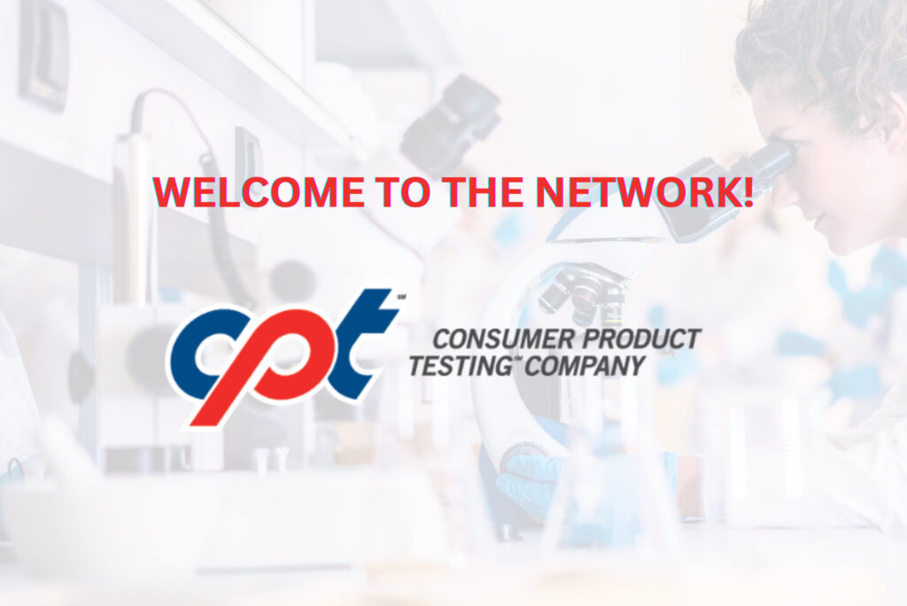CPT Labs logo over a background of a female researcher looking into a microscope in a lab setting.