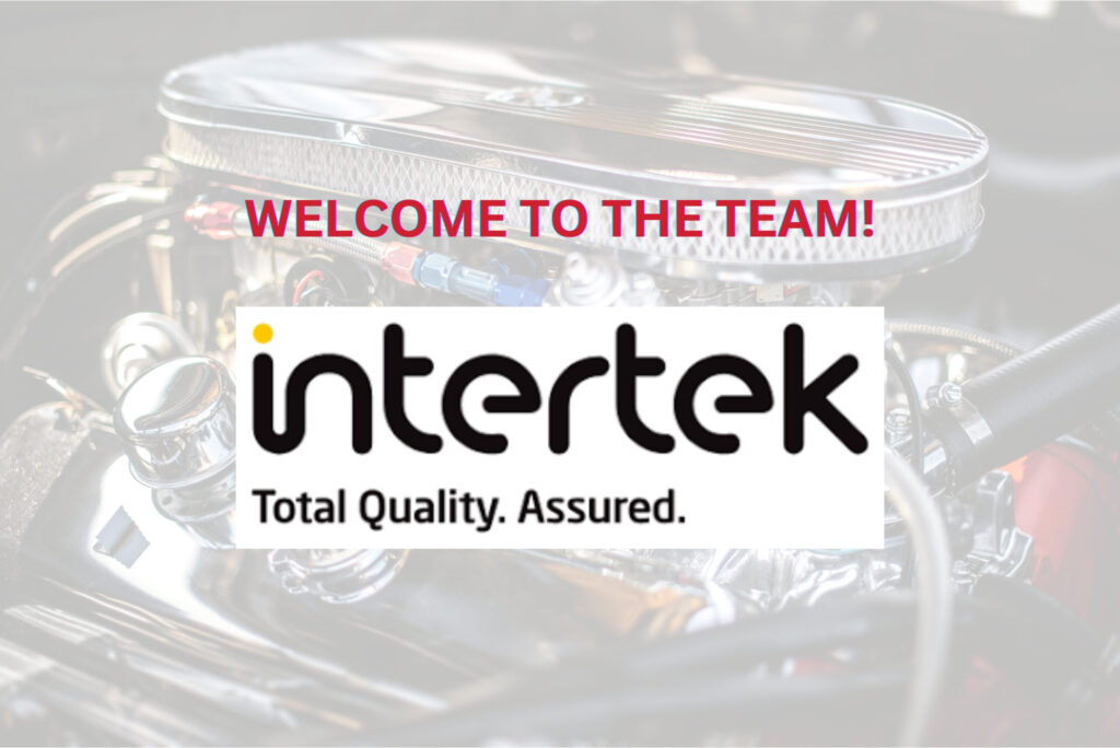 Automotive parts in the background with Intertek's logo in the foreground.