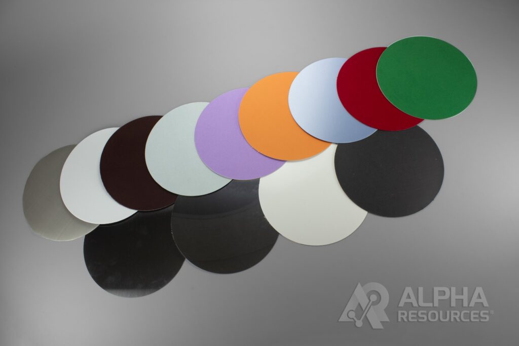 Metallography consumables line on a table