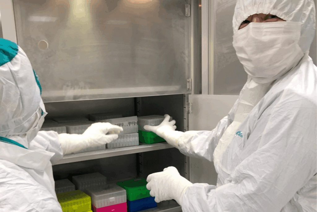 Takara Bio researchers at a molecular biology facility
