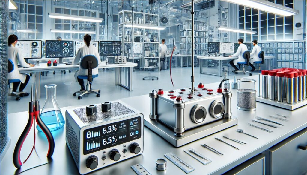 image illustrating thermal runaway testing of a battery in a modern laboratory setting