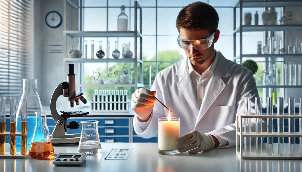 image of laboratory technician performing candle testing in a modern laboratory environment.