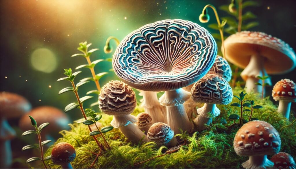 image of magic mushrooms in a natural environment suggesting the importance of psilocibin potency testing in mushrooms and mushroom extracts