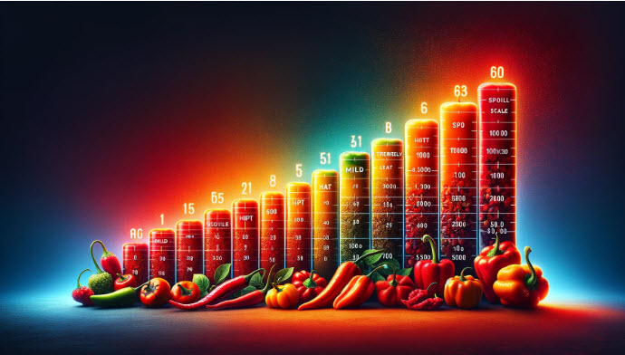 the concept of chili pepper heat levels on the Scoville Scale