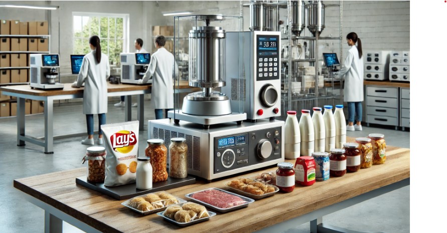 various packaged foods on a modern laboratory bench