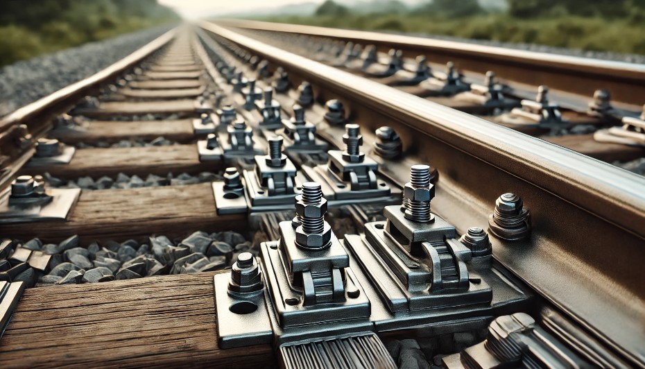 image depicting tie plates on a railway track