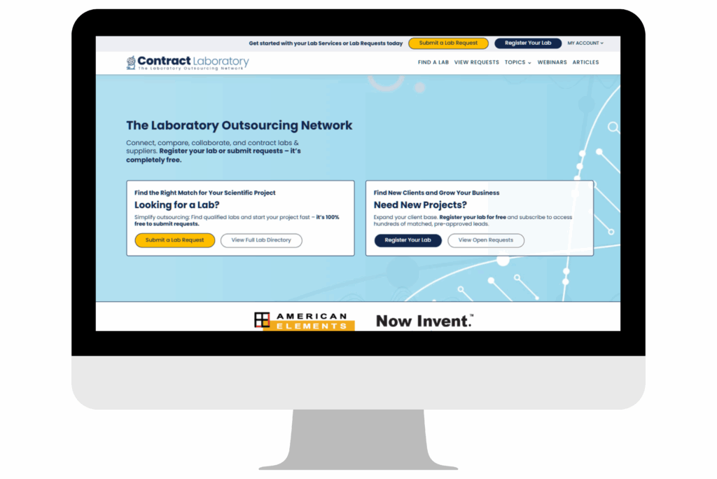 Contract Laboratory homescreen