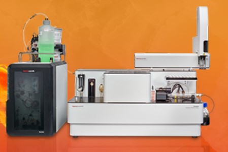 The Cindion combustion ion chromatography system on an orange background