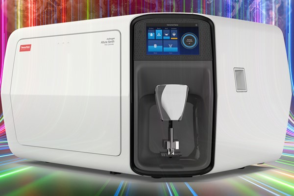 The Attune Xenith Flow Cytometer on a background of lights