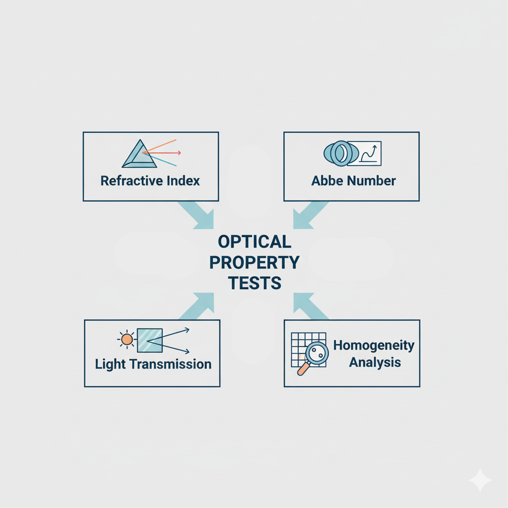 Infographic on optical property tests.